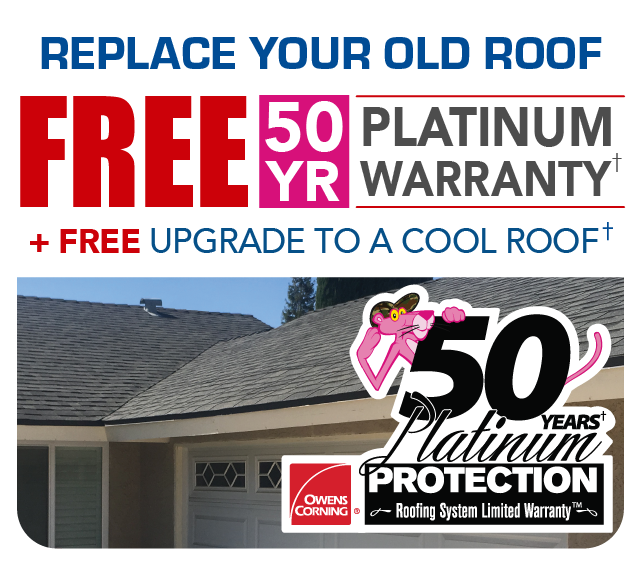 Replace your old roof and get upgraded to a Platinum Warranty FREE! plus upgraded to a cool roof